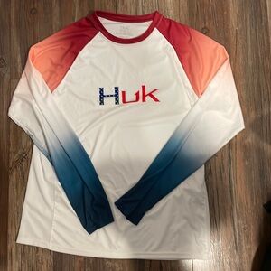huk fishing long sleeve american flag pattern men’s large